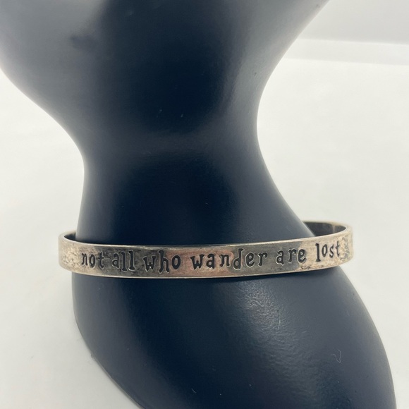 Far Fetched Sterling Silver Not All Who Wander Are Lost Cuff Bracelet vintage - Picture 10 of 12